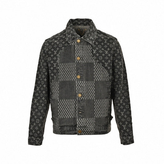 Monogram & Damier Mixed Denim Jacket – Charcoal Edition