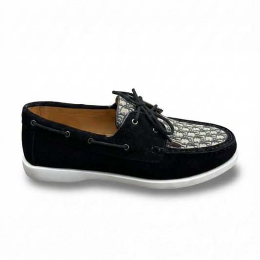 Oblique Canvas Deck Shoe with Suede Trim