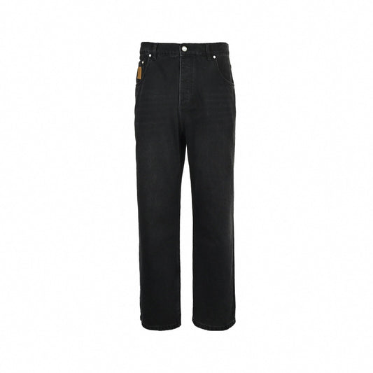 Monogram Patch Black Denim Jeans