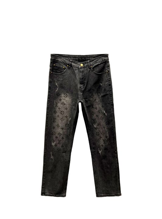 Black Monogram Jeans